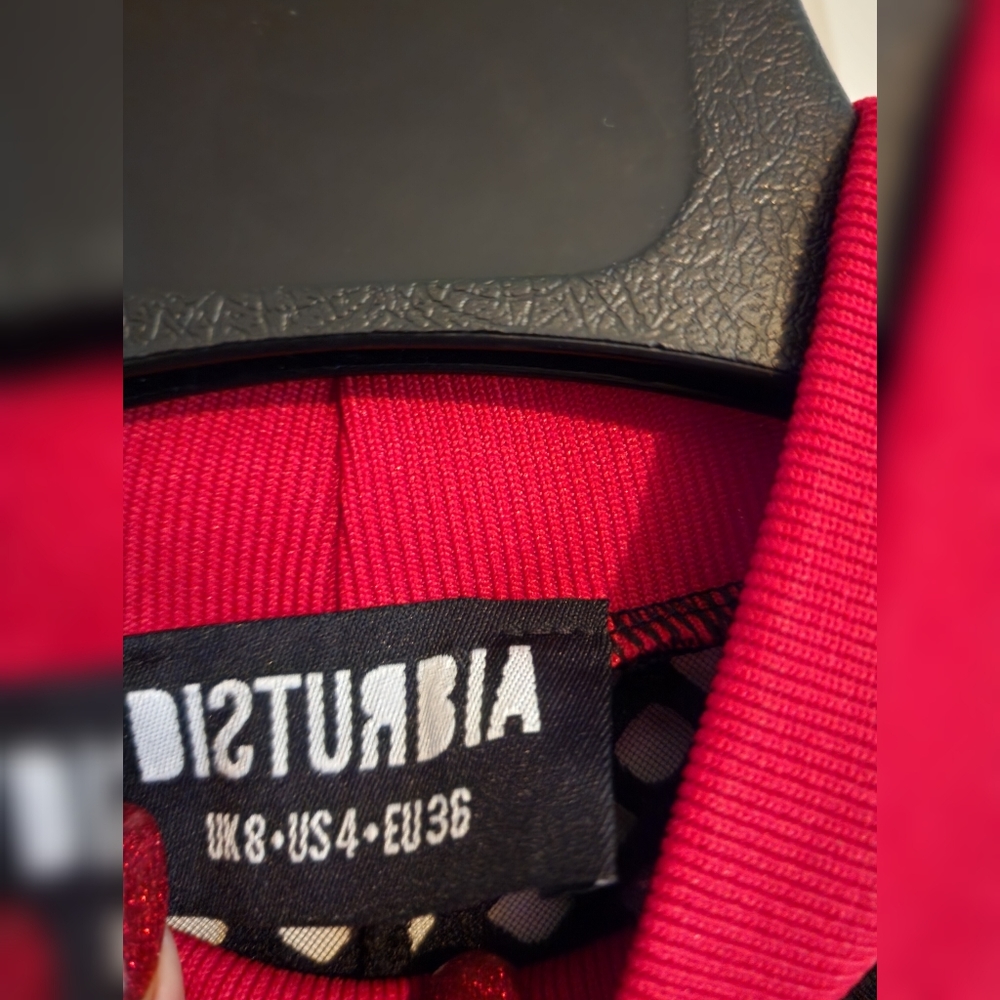 DISTURBIA Enmeshed Midi Dress Red Collar 4 NWOT - Picture 5 of 13